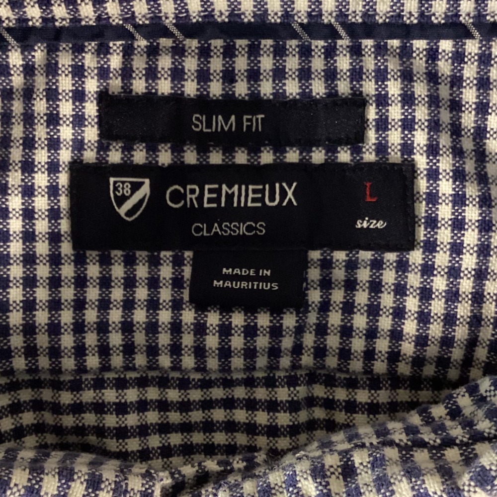 Cremieux Classics Mens Slim Fit Gingham Button Down Shirt Navy Blue White Large - Picture 4 of 8
